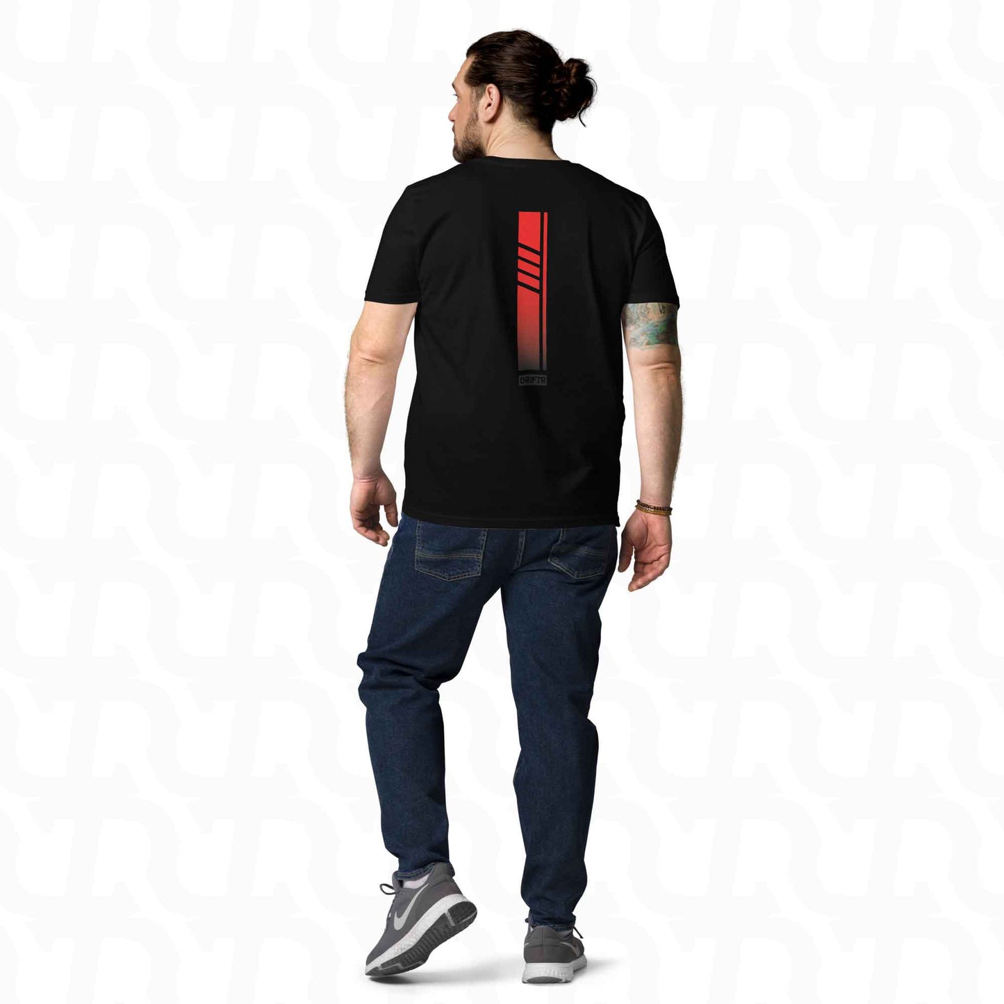 Racer Red DRIFTR Streep Zwart Tee-Sport